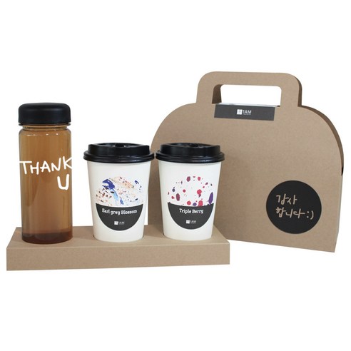 1AM 쥬뗌므 프리미엄 크라프트 THANK U 검은뚜껑 보틀 블랜딩차세트, 크라프트 패키지 + 티백세트(테이크아웃잔 2p + 얼그레이 블라썸 3p + 트리플 베리 3p) + THANK U 보틀 스티커 + 트라이탄 보틀 +  감사합니다 패키지 스티커, 1세트