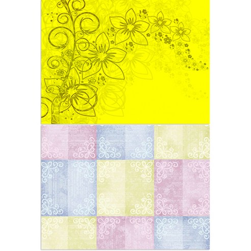 로엠디자인 실리콘 식탁매트 꽃향기 노랑 + 한국전통, 혼합 색상, 385 x 285 mm