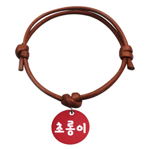 펫츠룩 굿모닝 카라멜 반려동물 목걸이 S 알미늄원형 팬던트 S, 레드(초롱이), 1개