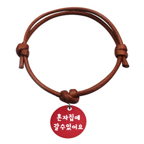 펫츠룩 굿모닝 카라멜 반려동물 목걸이 S 알미늄원형 팬던트 M, 레드(혼자집에갈수있어요), 1개