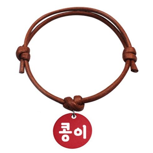펫츠룩 굿모닝 카라멜 반려동물 목걸이 S 알미늄원형 팬던트 M, 레드(콩이), 1개