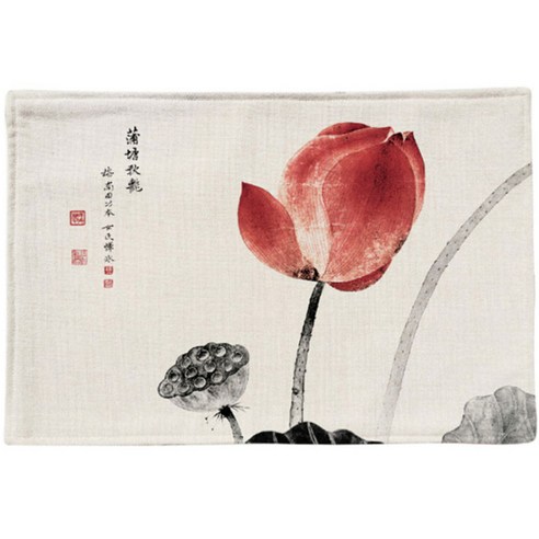 아울리빙 동양풍 꽃 데코 식탁매트, B, 44 x 28 cm