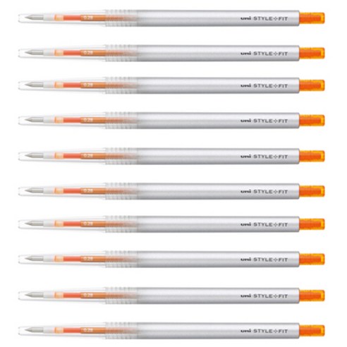 미쓰비시 스타일핏트 단색펜 0.28mm UMN-139, 오렌지, 10개입