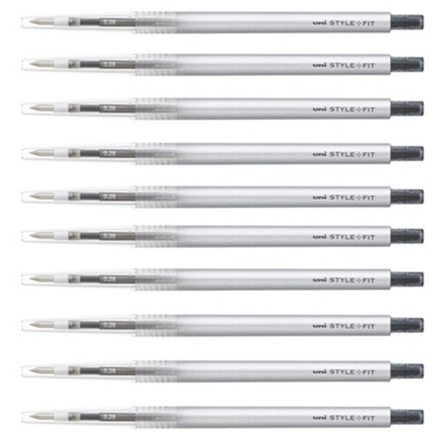 유니볼 미쯔비시 스타일핏트 단색펜 0.28mm UMN-139, 블랙, 10개입