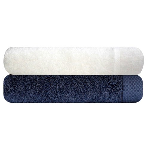 송월타월 뱀부얀 마르쉘 호텔수건 + 피안느 170g 40수 수건 진파랑, 화이트, 1세트