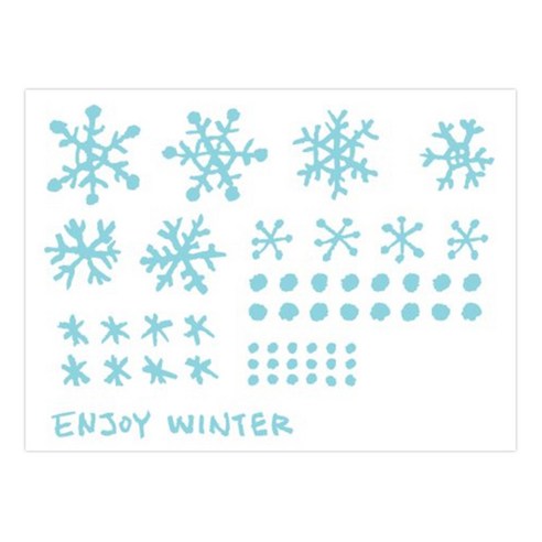 꿀밤 크레용 눈송이 데코스티커, 스카이블루