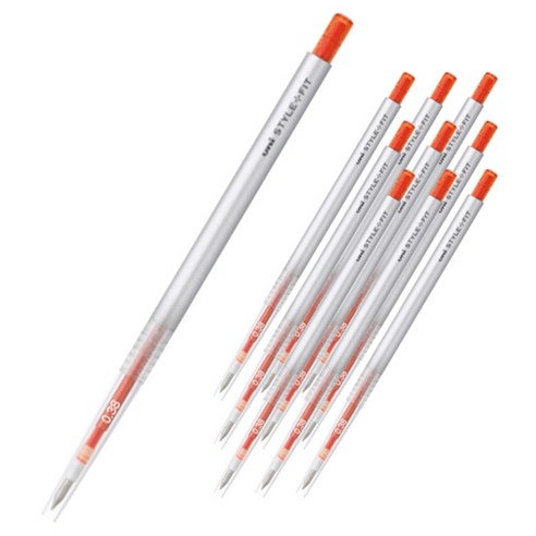 유니 스타일핏트 단색펜 UMN-139 0.38mm, 만다린오렌지, 10개입