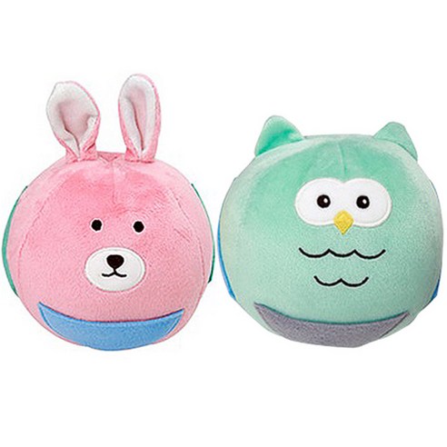 더플래 반려견 노즈워크 토이볼 50cm, 핑크(토끼), 민트(부엉이), 2개입