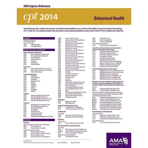 CPT 2014 Express Reference Coding Card Level I & HCPCS Level II ...
