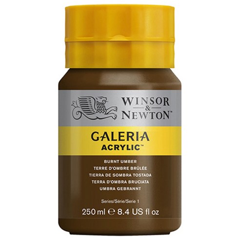 윈저앤뉴튼 갤러리아 아크릴 물감 Burnt Umber, 250ml, 1색