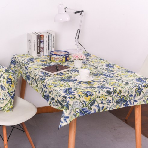 이코디 블루 플라워 테이블 보, 혼합 색상, 140 x 140 cm