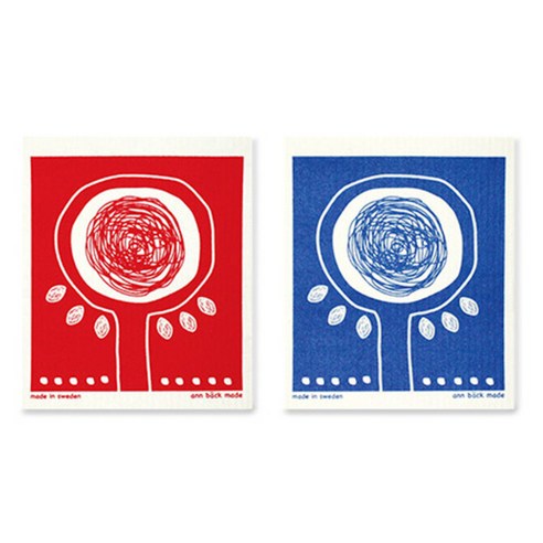 스칸맘 스웨덴 행주 갤러리안 행주 2p + 집게 2p 세트, 나무 레드, 나무 블루, 2개