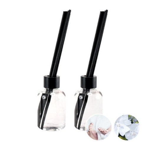 더아로마샵 디퓨져 리필액 100ml x 2p + 블랙 섬유스틱 10p + 블랙캡 2p, 베이비파우더, 달링머스크