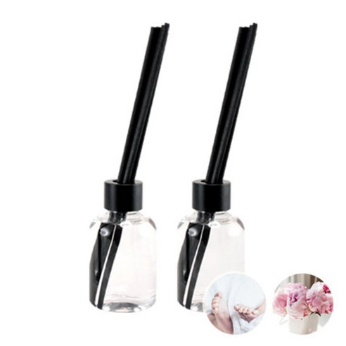 더아로마샵 디퓨져 리필액 100ml x 2p + 블랙 섬유스틱 10p + 블랙캡 2p, 베이비파우더, 피오니