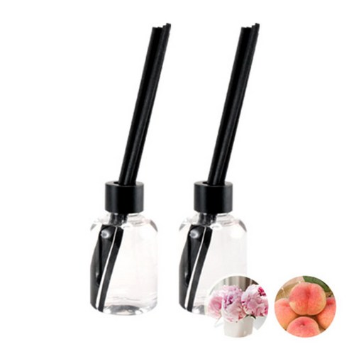 더아로마샵 디퓨져 리필액 100ml x 2p + 블랙 섬유스틱 10p + 블랙캡 2p, 피오니, 스위트피치