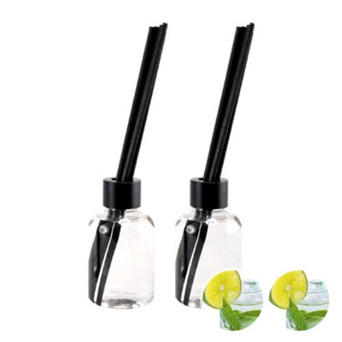 더아로마샵 디퓨져 리필액 100ml x 2p + 블랙 섬유스틱 10p + 블랙캡 2p, 라임바질