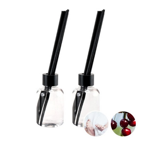 더아로마샵 디퓨져 리필액 100ml x 2p + 블랙 섬유스틱 10p + 블랙캡 2p, 베이비파우더, 블랙체리