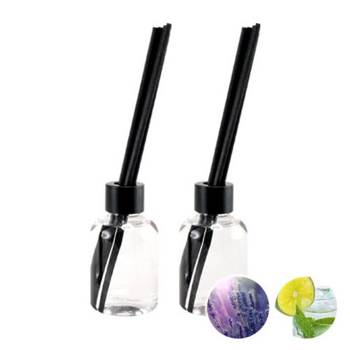 더아로마샵 디퓨져 리필액 100ml x 2p + 블랙 섬유스틱 10p + 블랙캡 2p, 라벤더, 라임바질