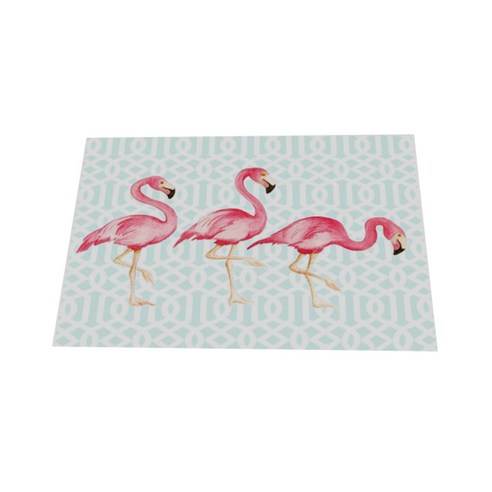 아리코 Flamingo 면화 테이블 식탁매트, 기하학 패턴 플라밍고, 32 x 42 cm