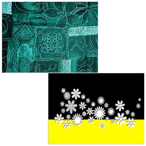 벨라 실리콘 식탁매트 2p 꽃잔치 + 초록문향, 혼합 색상, 385 x 285 mm
