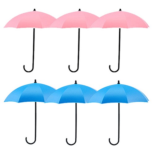 리버그린 인테리어 벽걸이 후크 6p 세트, 핑크, 블루, 1세트