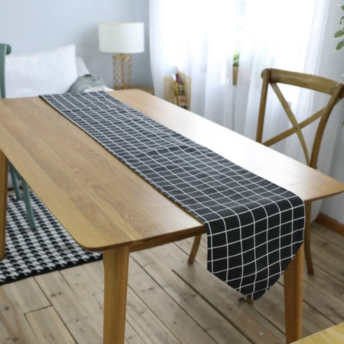 아리코 25 kitchen 유럽풍 테이블 러너, 블랙 체크격자, 6인(30 x 200 cm)