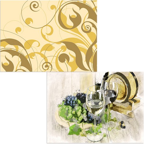 벨라 실리콘 식탁매트 2p 와인 + 풀숲2, 혼합 색상, 385 x 285 mm