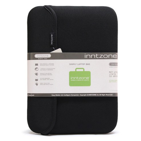 인트존 네오프랜 컬러 노트북 파우치 INTC-107X, 블랙, 9.6in