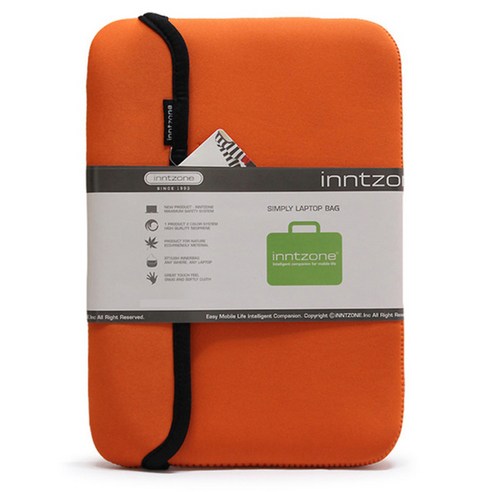 인트존 네오프랜 컬러 노트북 파우치 INTC-107X, 오렌지, 9.6in