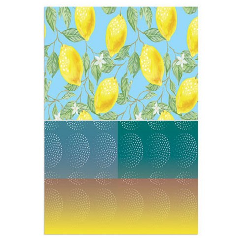 로엠디자인 실리콘 식탁매트 2p 레몬, 점들의여행, 385 x 285 mm