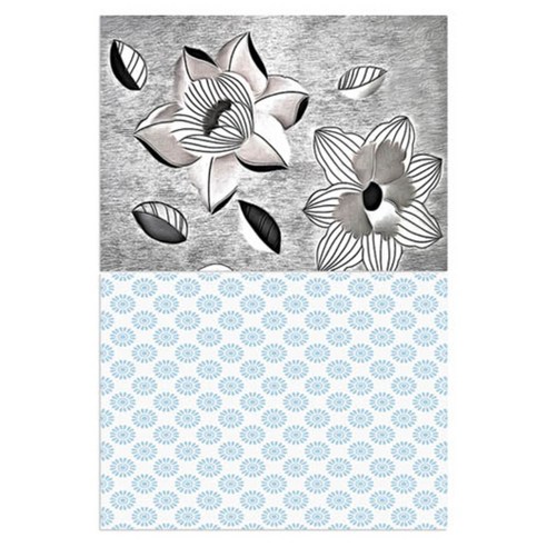 로엠디자인 실리콘 식탁매트 2p 블랙플라워, 블루플라워패턴, 385 x 285 mm
