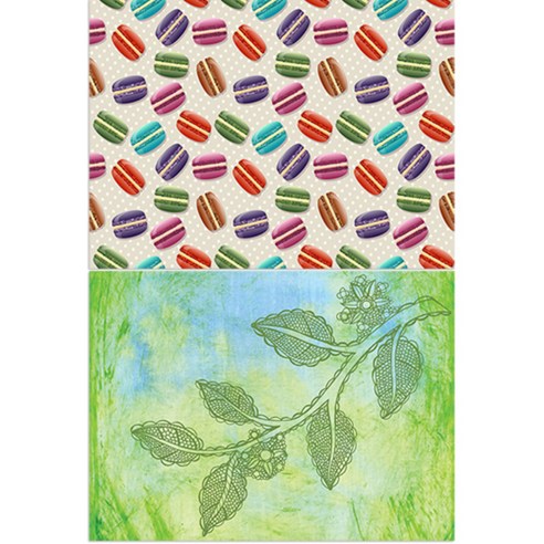 로엠디자인 실리콘 식탁매트 마카롱 + 나뭇잎 패턴, 혼합 색상, 385 x 285 mm