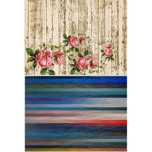 로엠디자인 실리콘 식탁매트 마루 위 장미 + 파스텔, 혼합 색상, 385 x 285 mm