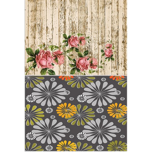 로엠디자인 실리콘 식탁매트 마루위장미 + 꽃패턴, 혼합 색상, 385 x 285 mm
