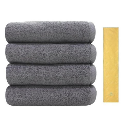 송월타월 노블레스 타월 150g 4p 회색 + 아날도바시니 블록패턴 스포츠 타올, 노랑, 1세트
