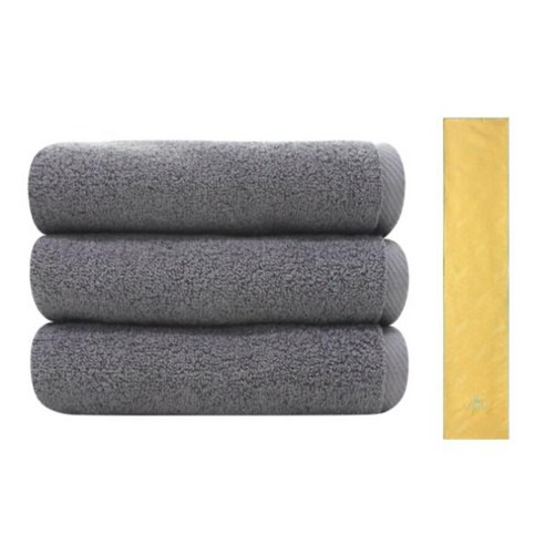송월타월 노블레스 타월 150g 3p 회색 + 아날도바시니 블록패턴 스포츠 타올, 노랑, 1세트