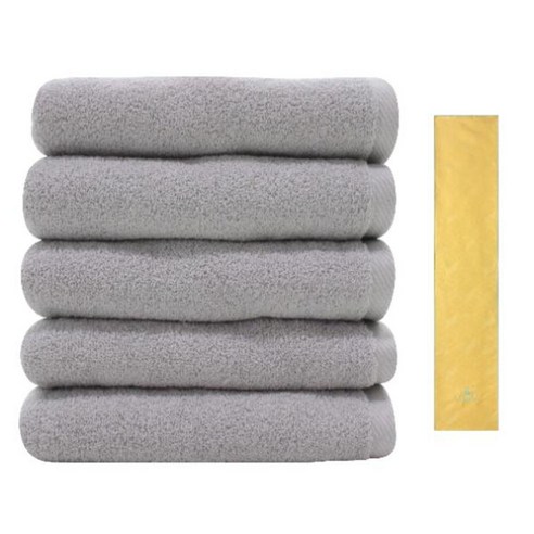 송월타월 노블레스 타월 150g 5p 연회색 + 아날도바시니 블록패턴 스포츠 타올, 노랑, 1세트