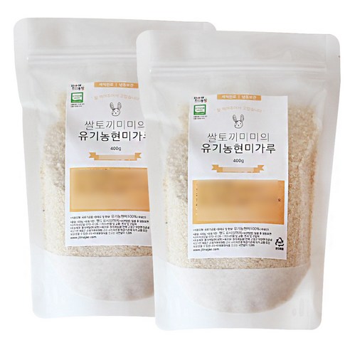 질마재농장 쌀토끼미미의 순수한 유기농 현미가루 중간크기입자 400g, 2개