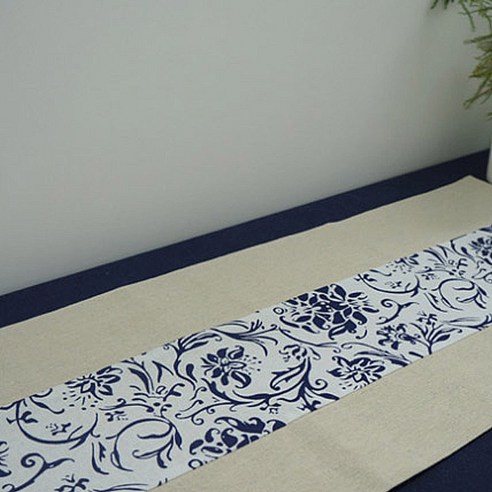 아리코 25 kitchen 동양 린넨 테이블 러너, G(꽃 파도), 30 x 180 cm