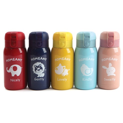 홈애니 원터치 보온보냉병, 핑크, 레드, 스카이블루, 옐로우, 네이비, 300ml