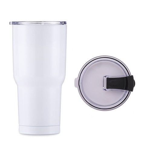 텀스카페 메가 진공 스텐텀블러 + 방수뚜껑 투명, 화이트, 900ml