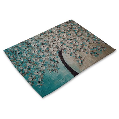 이코디 쓰리디 트리 테이블매트, 민트, 42 x 32 cm