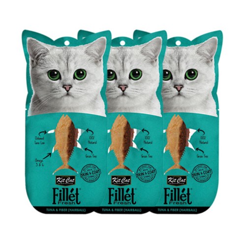 킷캣 고양이 프레쉬필렛 통살 간식 30g, 참치 + 헤어볼 혼합맛, 3개