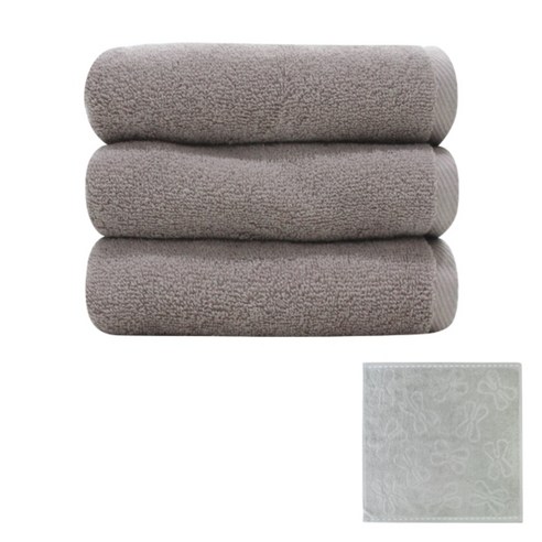 송월타월 노블레스 수건 150g x 3p + 리본 핸드타올, 연갈색, 1세트