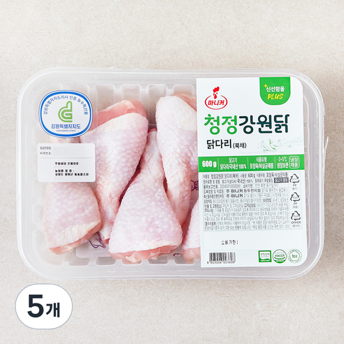 마니커 무항생제 인증 청정강원닭 닭다리 북채 (냉장), 5개, 600g