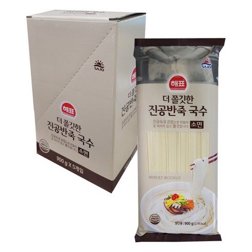 해표 더 쫄깃한 진공반죽 국수 소면, 5개, 900g