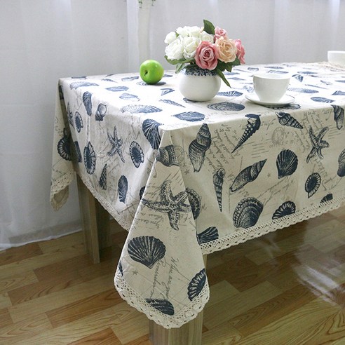 리빙팝 마린 패턴 식탁보, A, 140 x 140 cm