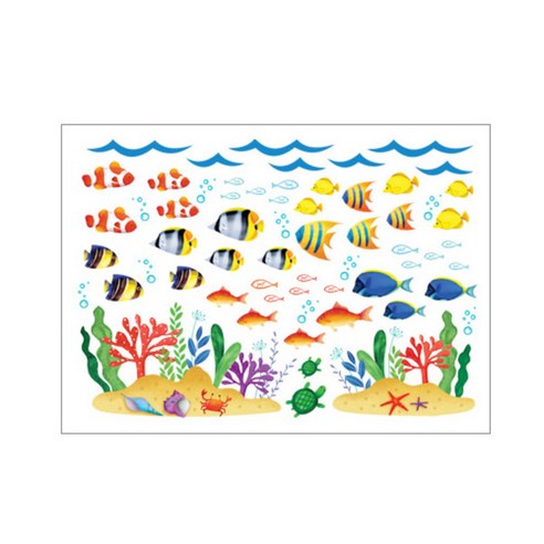 환타스틱스 데코인테리어 포인트스티커 푸른바다 물고기 FDT-21115, 혼합 색상