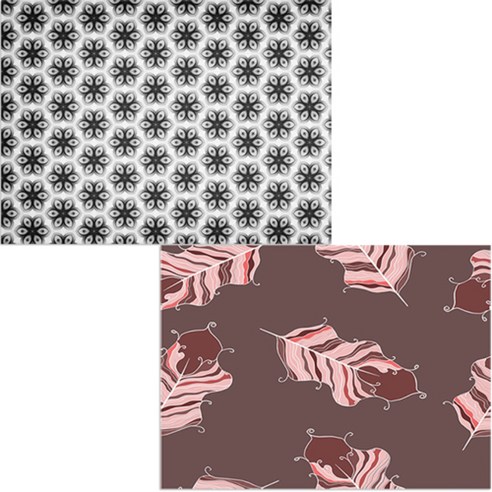 벨라 실리콘 식탁매트 깃털 보라 + 블랙패턴, 혼합 색상, 385 x 285 mm
