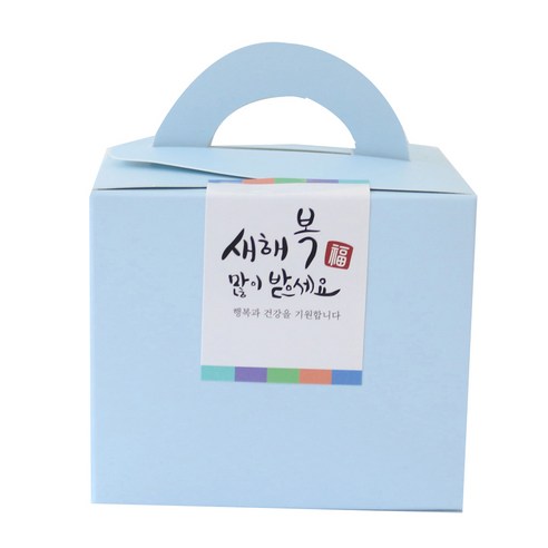 황씨네도시락 무지 박스 36p + 새해 복 스티커 사각 캘리 36p, 블루, 1세트